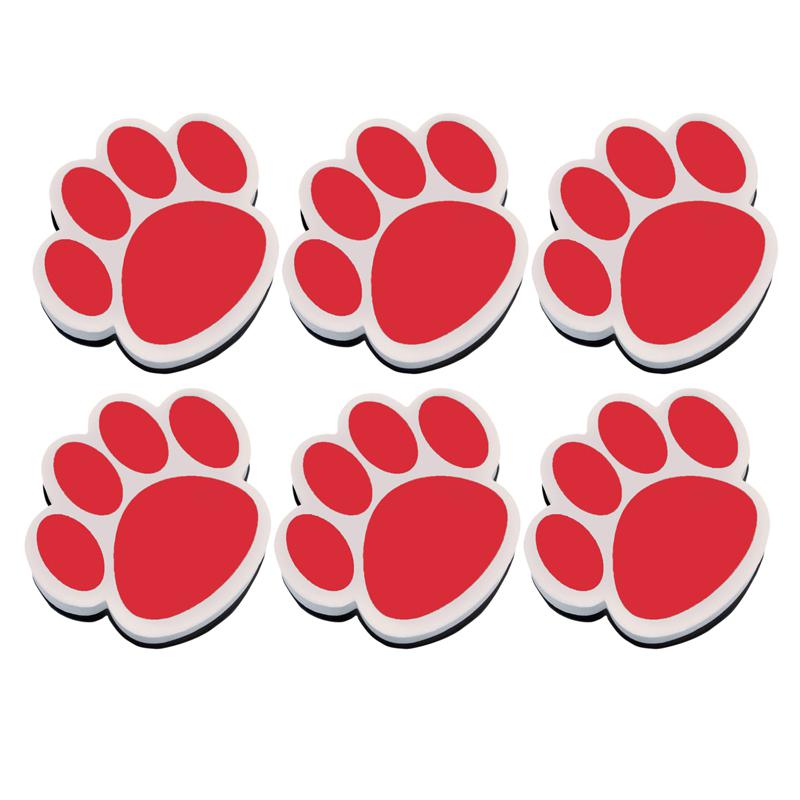Magnetic Whiteboard Eraser, Red Paw, Pack of 6. Picture 2