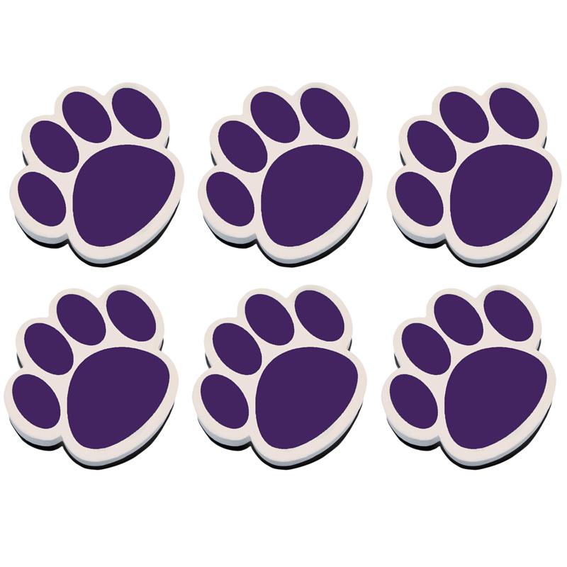 Magnetic Whiteboard Eraser, Purple Paw, Pack of 6. Picture 2
