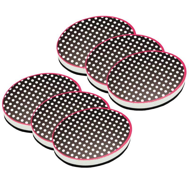 Magnetic Whiteboard Eraser, Black & White Dots, Pack of 6. Picture 2