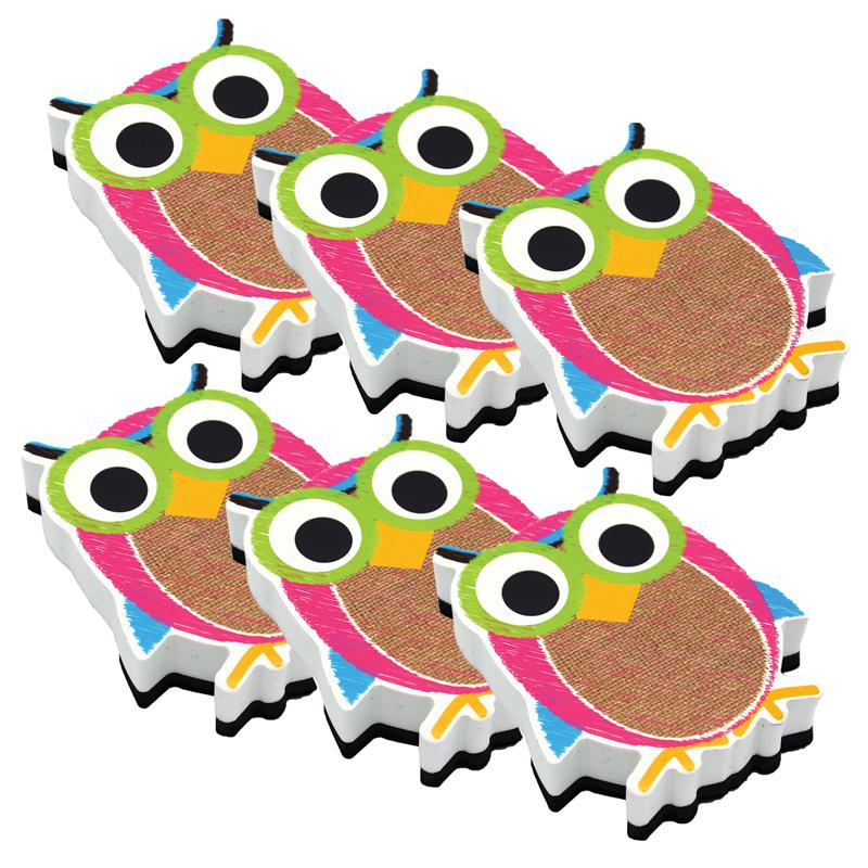 Magnetic Whiteboard Eraser, Burlap Scribble Owl, Pack of 6. Picture 2
