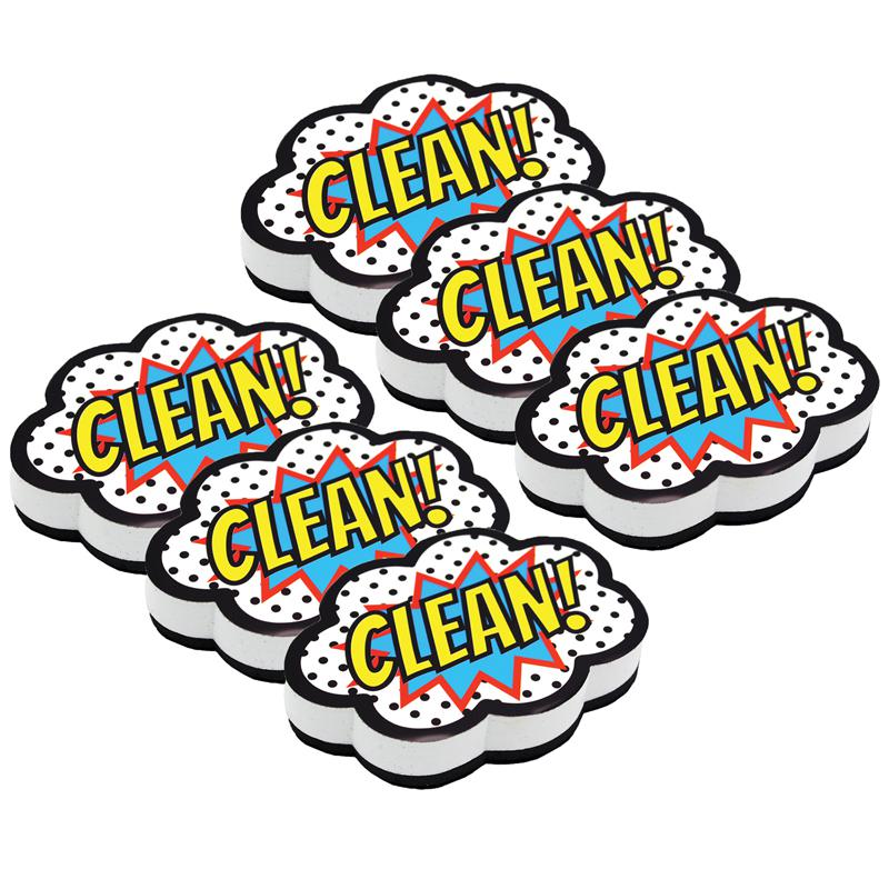 Magnetic Whiteboard Eraser, Superhero Clean!, Pack of 6. Picture 2