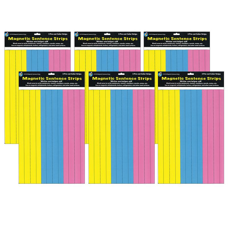 Die-Cut Magnetic Pink/Blue/Yellow Sentence Strips, 3 Per Pack, 6 Packs. Picture 2