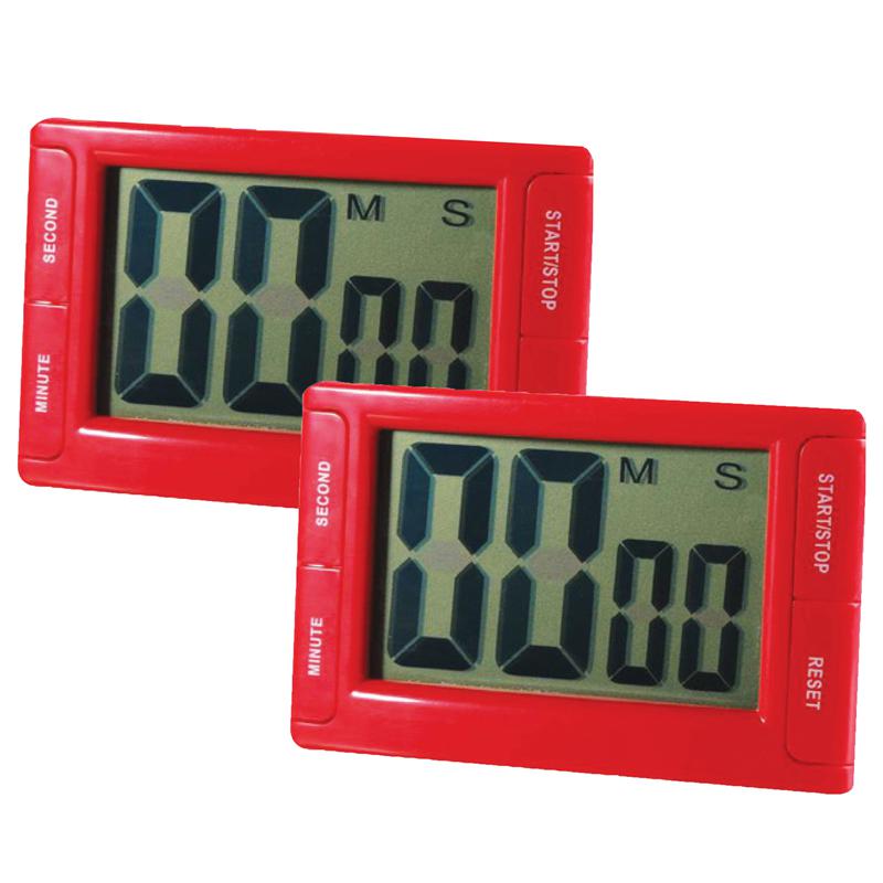 Big Red Digital Timer 3.75" x 2.5" with Magnetic Backing and Stand, Pack of 2. Picture 2