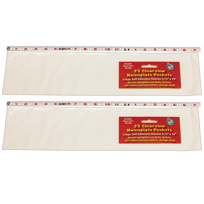 Clear View Self-Adhesive Large Name Plate Pocket 25 Per Pack, 2 Packs. Picture 2
