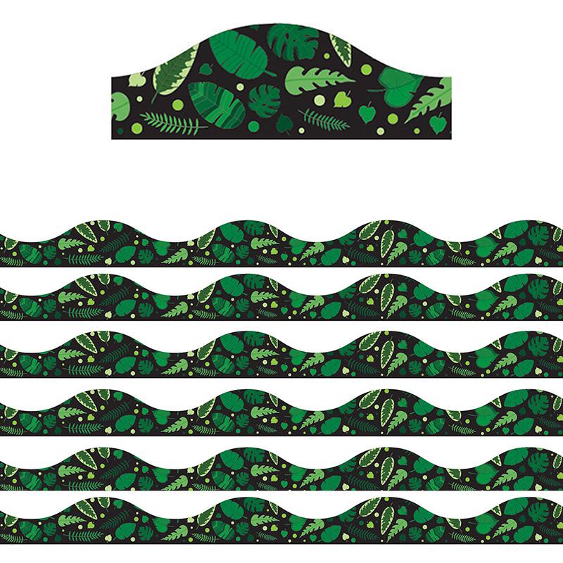 Magnetic Scallop Border, Greenery on Black, 12 Feet Per Pack, 6 Packs. Picture 2