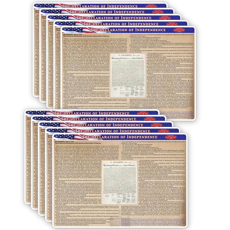 Smart Poly Double-Sided Learning Mats US Declaration of Independence, Pack of 10. Picture 2