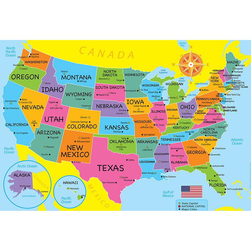 Placemat Studio Smart Poly USA Map Learning Placemat, Pack of 10. Picture 2