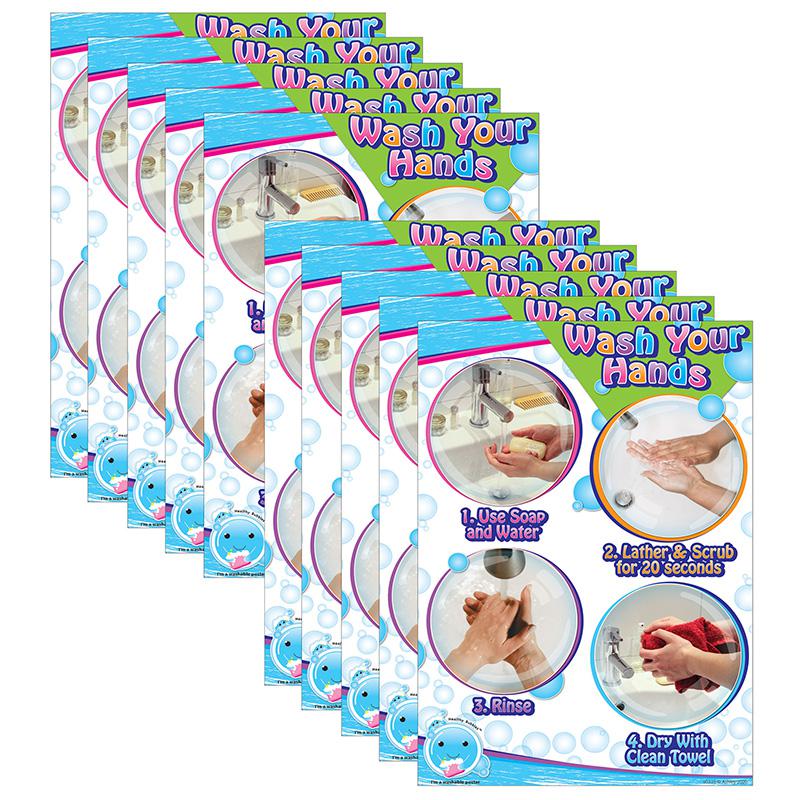 Smart Poly PosterMat Pals Space Savers, Wash Your Hands, Pack of 10. Picture 2