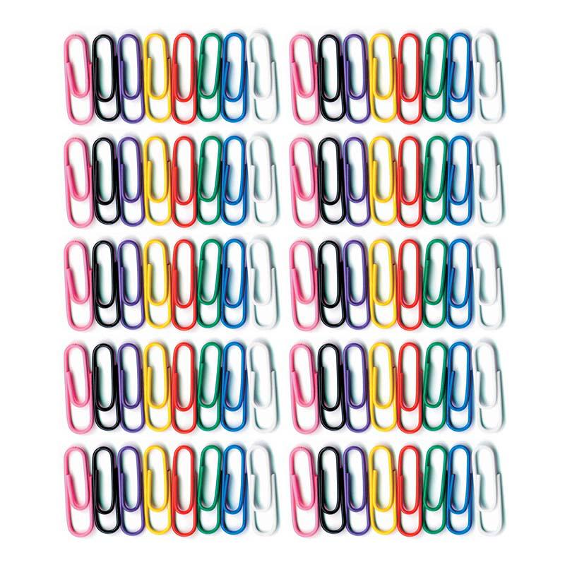 Vinyl-Coated Paper Clips, No. 1 Standard Size, 100 Per Pack, 10 Packs. Picture 2