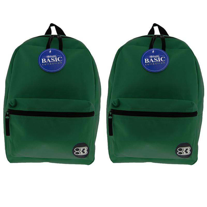 Basic Backpack, 16", Green, Pack of 2. Picture 2