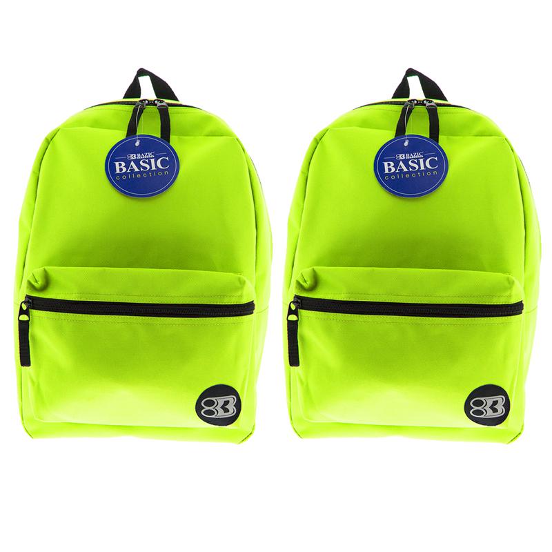 Basic Backpack, 16", Lime Green, Pack of 2. Picture 2