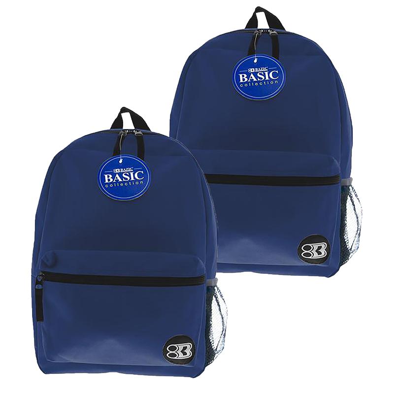 16" Basic Backpack, Navy Blue, Pack of 2. Picture 2