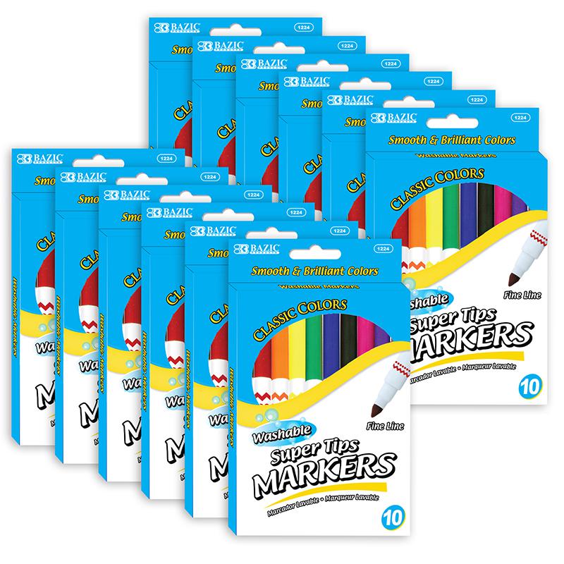 Washable Markers, Super Tip, 10 Per Pack, 12 Packs. Picture 2