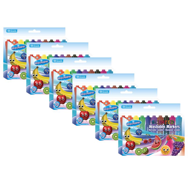 Washable Markers, Scented, 10 Colors Per Pack, 6 Packs. Picture 2