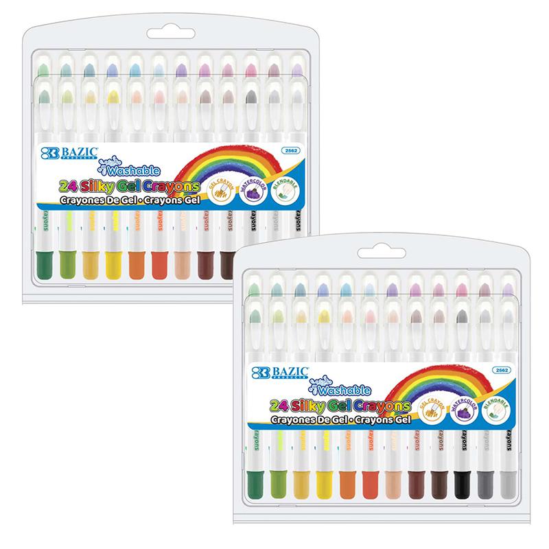 Washable Silky Gel Crayons, 24 Per Pack, 2 Packs. Picture 2