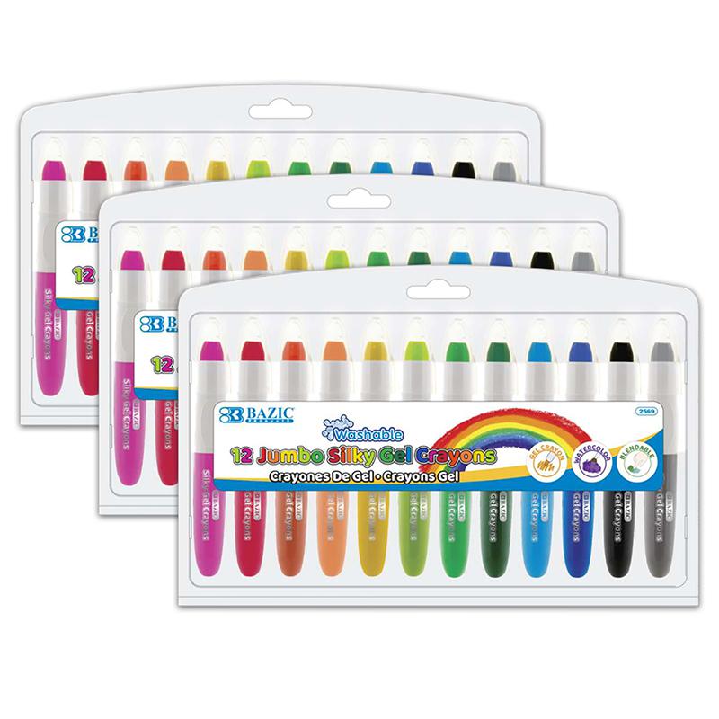 Washable Jumbo Silky Gel Crayons, 12 Per Pack, 3 Packs. Picture 2