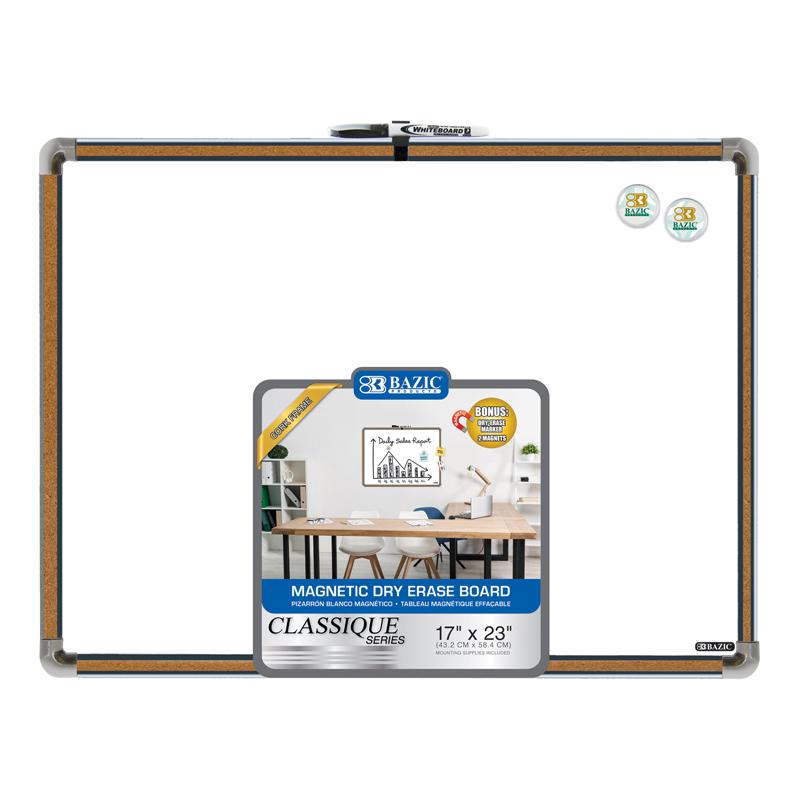 Cork Framed Magnetic Dry Erase Board with Marker & 2 Magnets, 17" x 23". Picture 2
