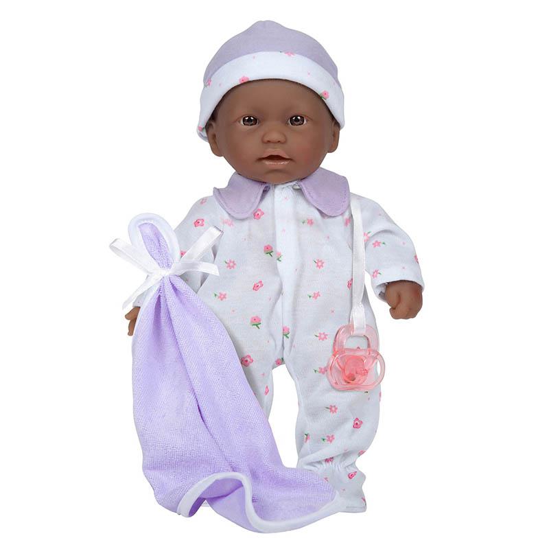 La Baby Soft 11" Baby Doll, Purple with Blanket, African-American. Picture 2