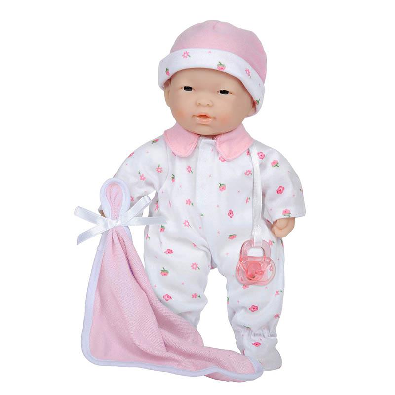 La Baby Soft 11" Baby Doll, Pink with Blanket, Asian. Picture 2