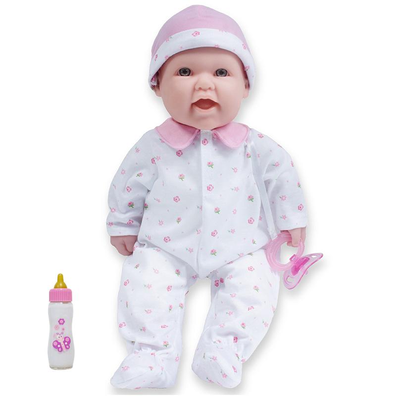 La Baby Soft 16" Baby Doll, Pink with Pacifier, Caucasian. Picture 2