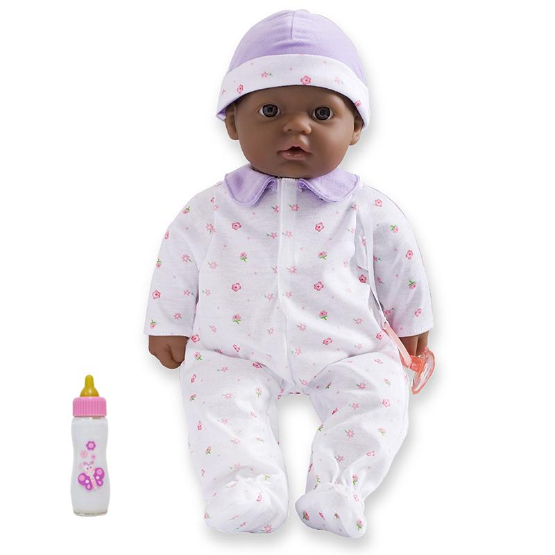 La Baby Soft 16" Baby Doll, Purple with Pacifier, African-American. Picture 2