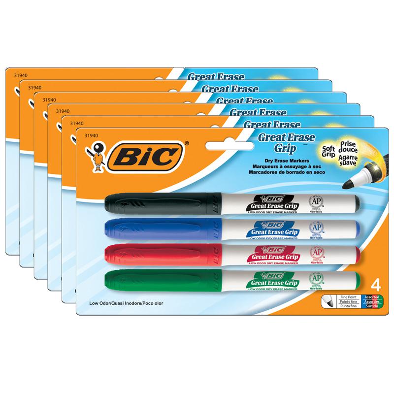 Great Erase Low Odor Dry Erase Markers, Fine Point, 4 Per Pack, 6 Packs. Picture 2