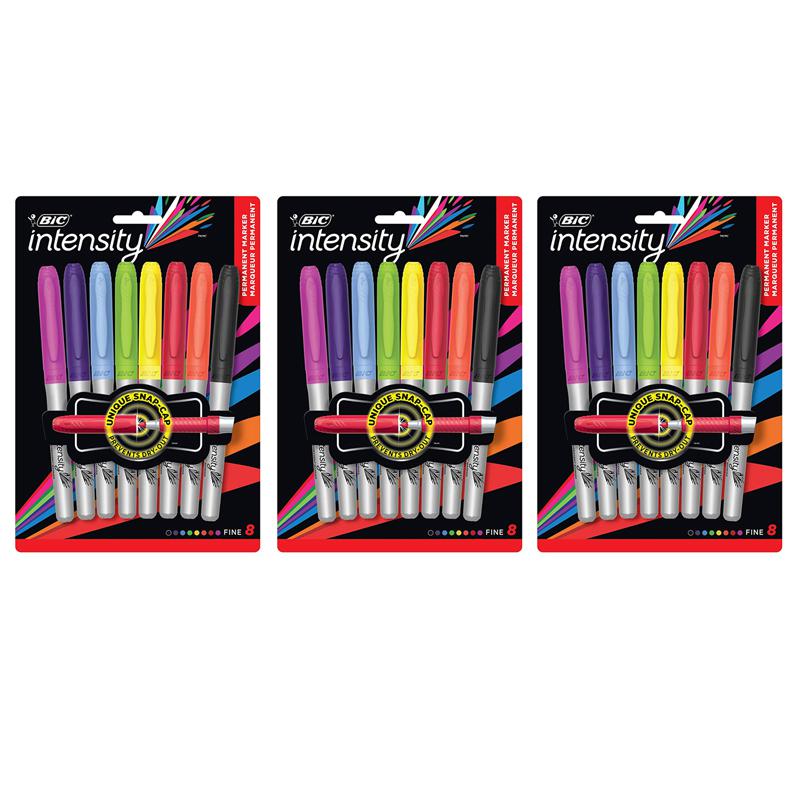 Intensity Permanent Marker, Fine Point, Assorted Colors, 8 Per Pack, 3 Packs. Picture 2