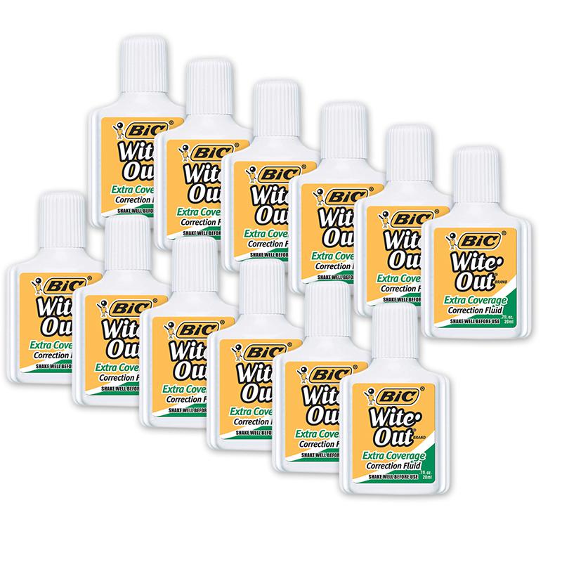 Wite Out Correction Fluid, Extra Coverage, Pack of 12. Picture 2