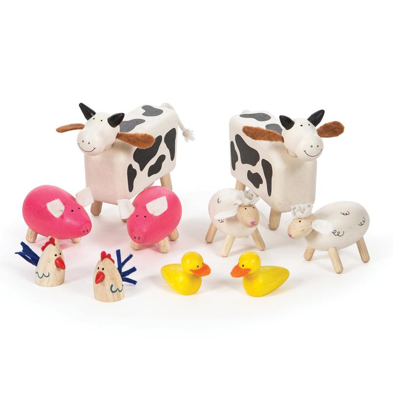 Wooden Farm Animals, Set of 10. Picture 2