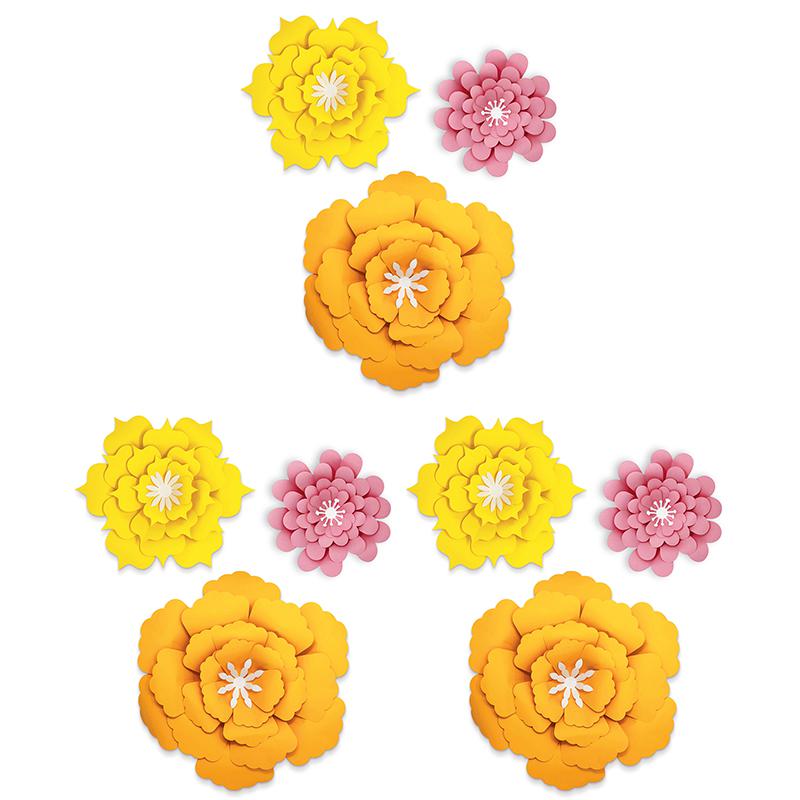 Creatively Inspired Orange, Yellow, Pink Flowers, 3 Per Set, 3 Sets. Picture 2