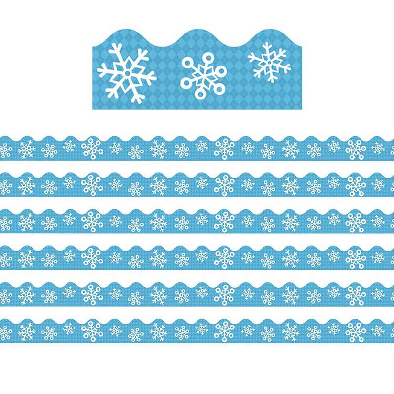 Snowflakes and Argyle Scalloped Border, 39 Feet Per Pack, 6 Packs. Picture 2