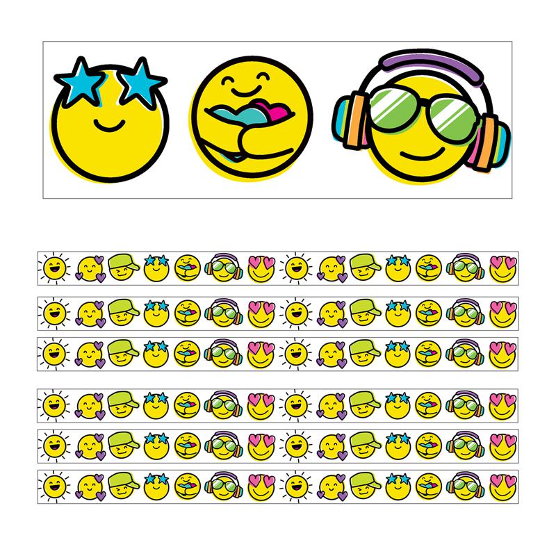 Kind Vibes Smiley Faces Straight Borders, 36 Feet Per Pack, 6 Packs. Picture 2