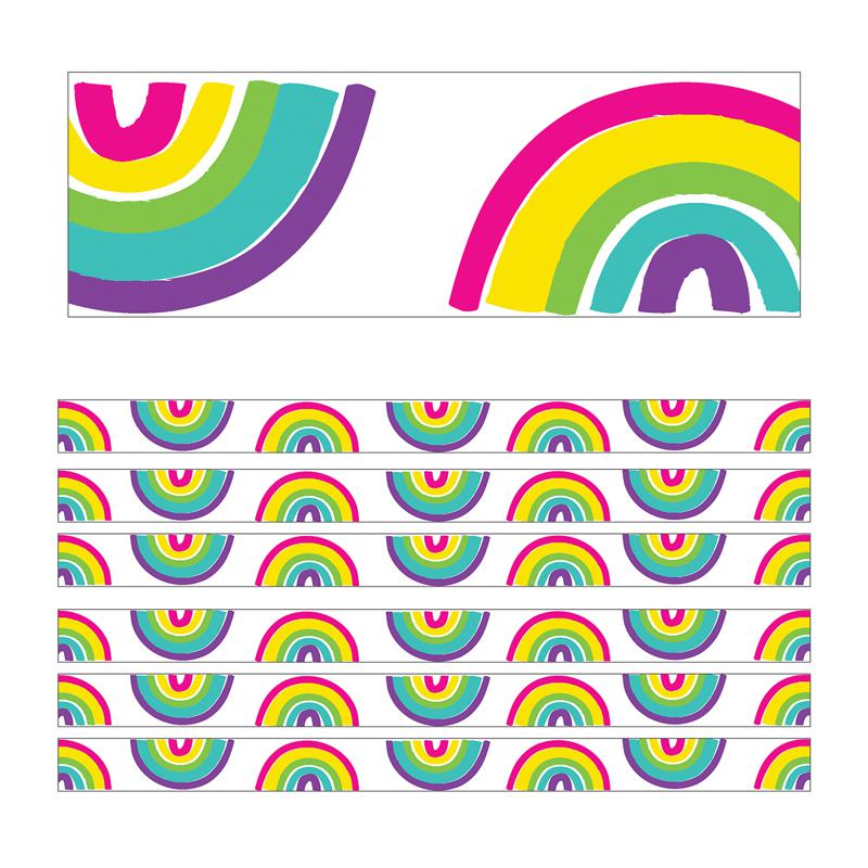 Kind Vibes Rainbows Straight Borders, 36 Feet Per Pack, 6 Packs. Picture 2