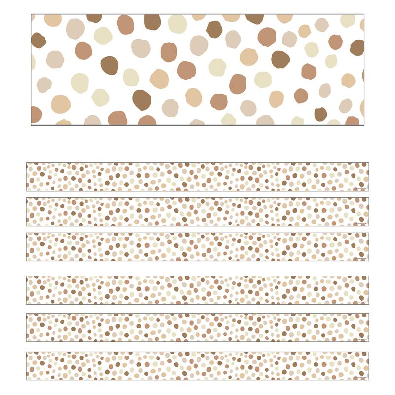Simply Stylish Natural Polka Dots Straight Borders, 36 Feet Per Pack, 6 Packs. Picture 2