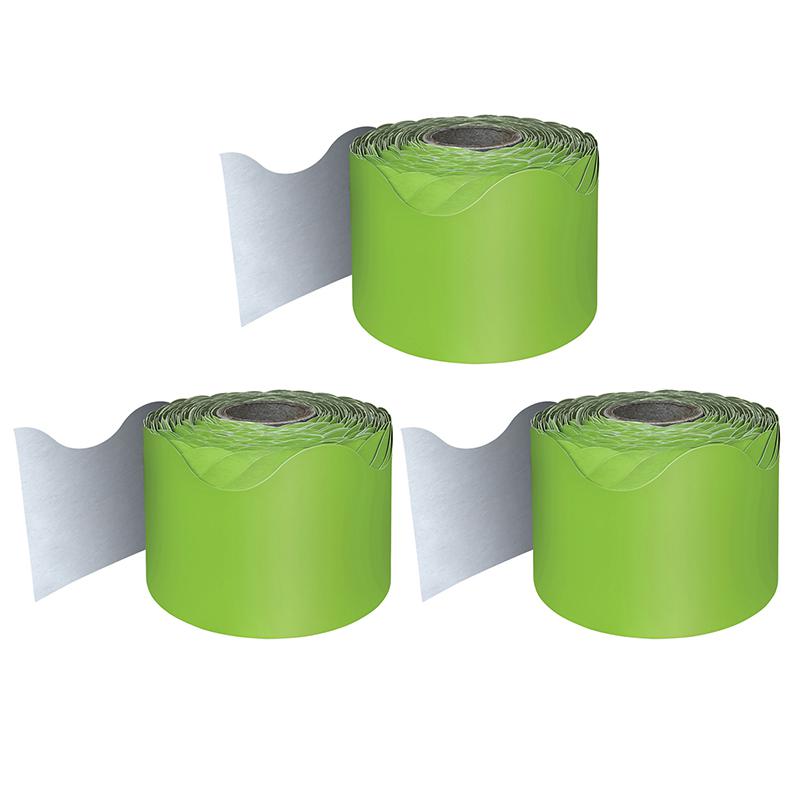 Lime Rolled Scalloped Border, 65 Feet Per Roll, Pack of 3. Picture 2