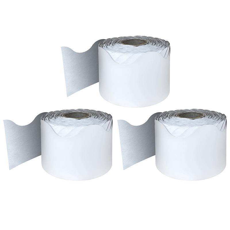 White Rolled Scalloped Border, 65 Feet Per Roll, Pack of 3. Picture 2