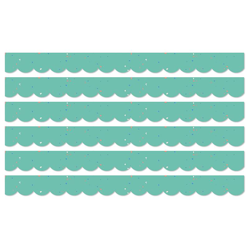 We Belong Speckled Teal Scalloped Borders Per Pack, 39 Feet Per Pack, 6 Packs. Picture 2