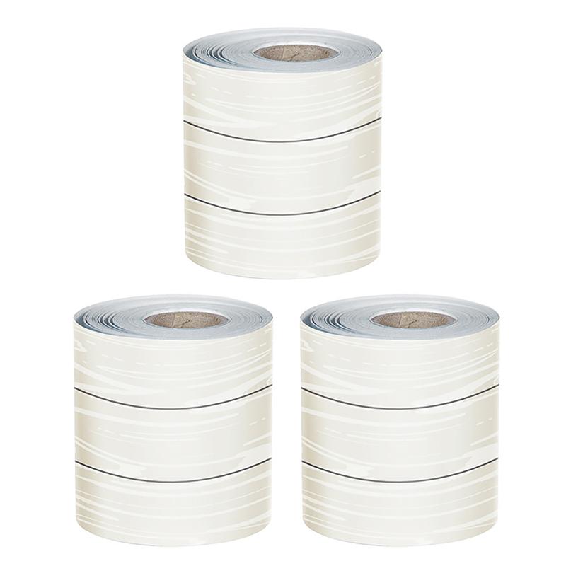 White Wood Grain Rolled Straight Borders, 65 Feet Per Roll, Pack of 3. Picture 2