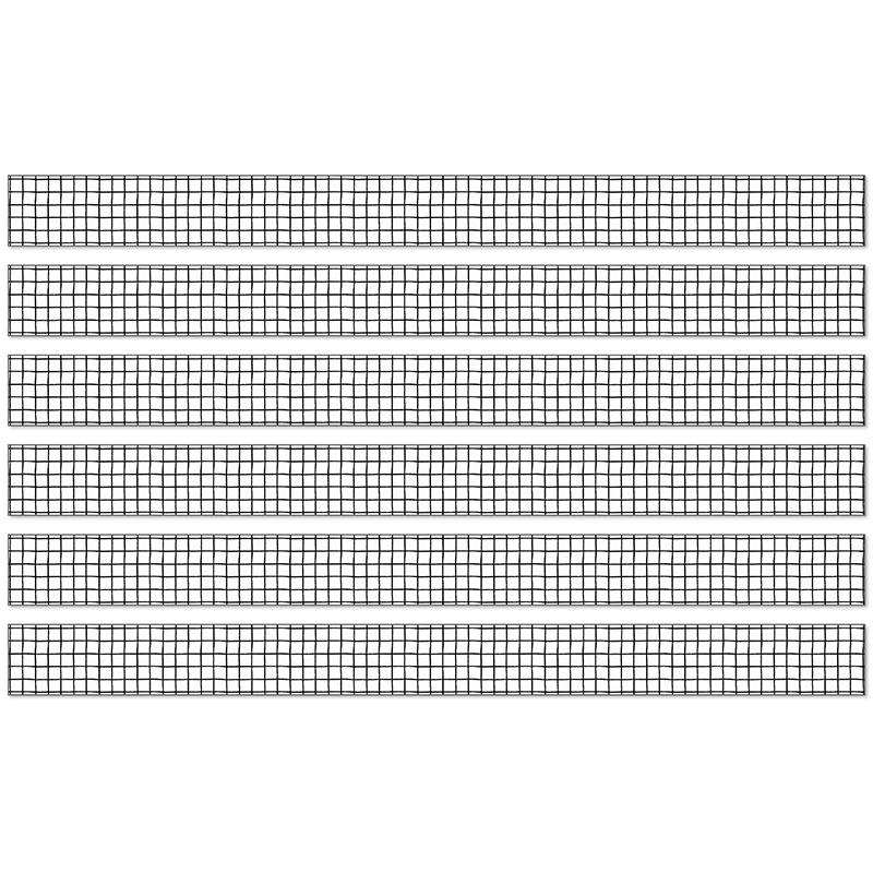 Creatively Inspired Black & White Grid Straight Borders, 36 Ft Per Pack, 6 Packs. Picture 2