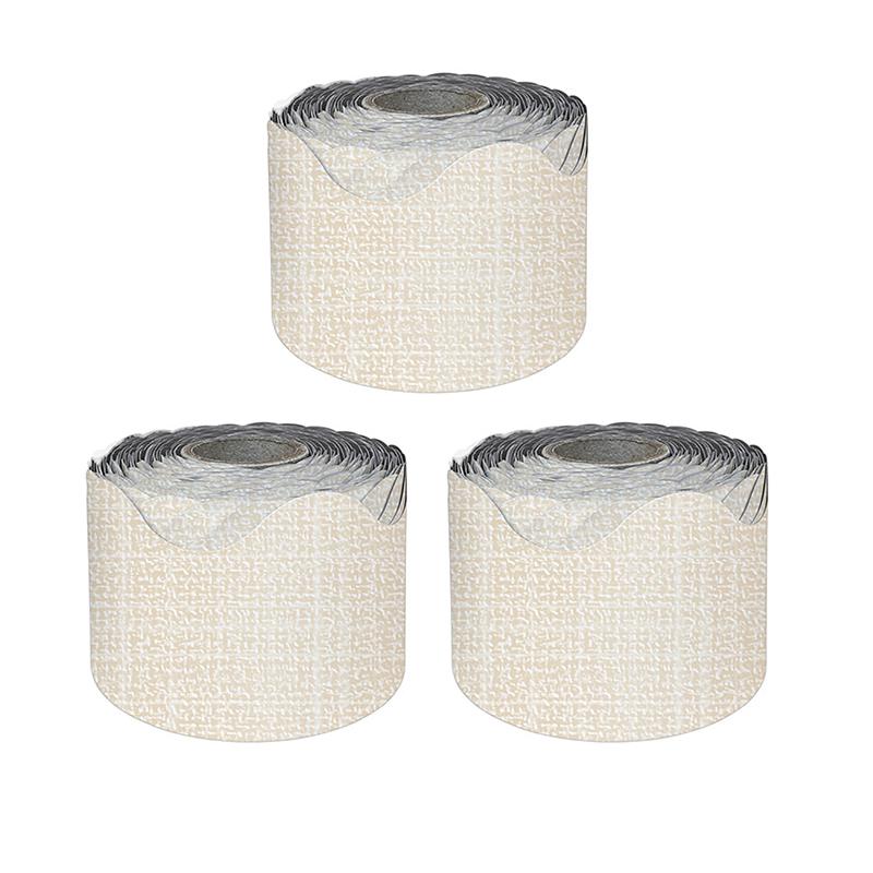 Linen Rolled Scalloped Borders, 65 Feet Per Roll, Pack of 3. Picture 2