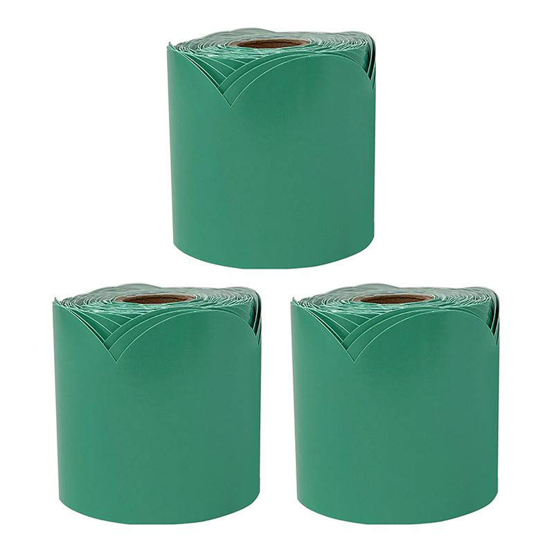 Grow Together Jade Green Rolled Scalloped Borders, 65 Ft Per Roll, Pack of 3. Picture 2