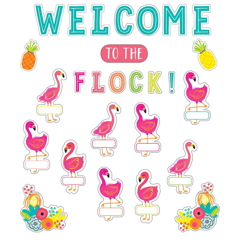 Simply Stylish Tropical Welcome to the Flock Bulletin Board Set, 54 Pieces. Picture 2