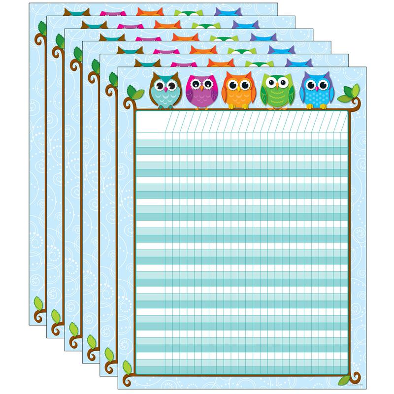 Colorful Owls Incentive Chart, Pack of 6. Picture 2
