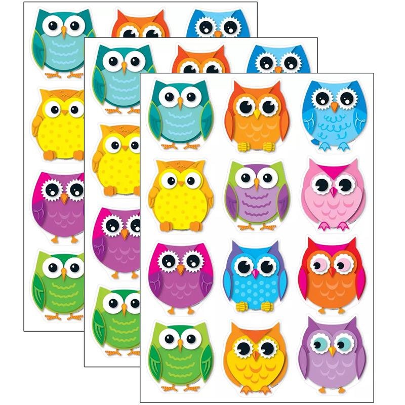 Colorful Owls Cut-Outs, 36 Per Pack, 3 Packs. Picture 2