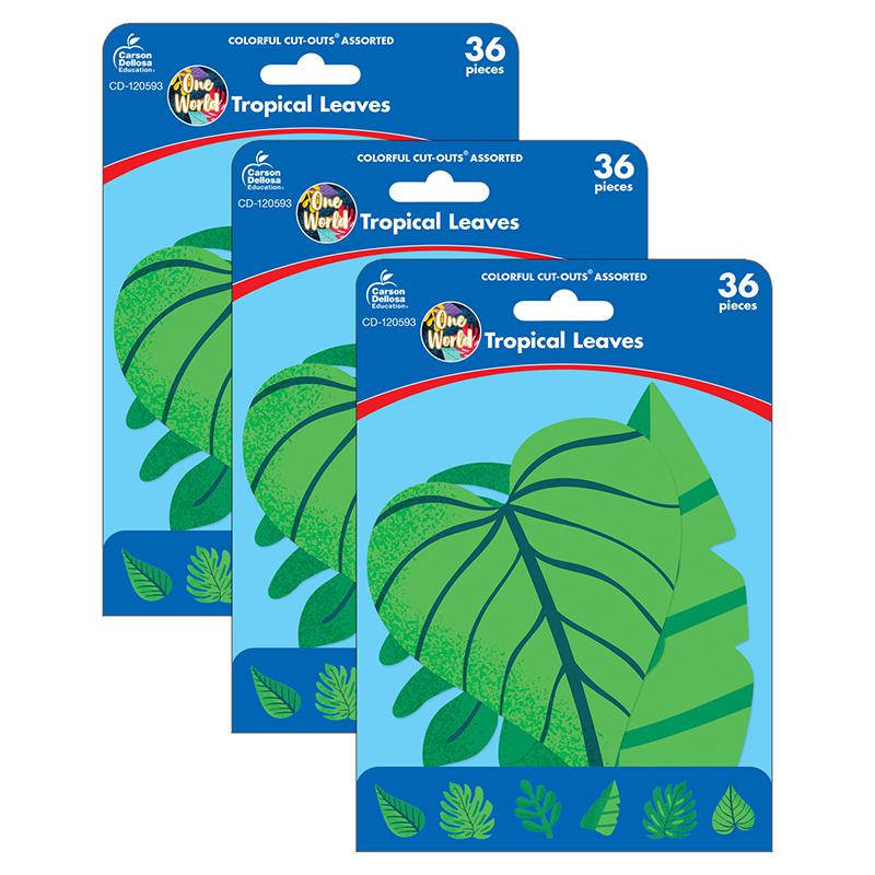 One World Tropical Leaves Cut-Outs, 36 Per Pack, 3 Packs. Picture 2