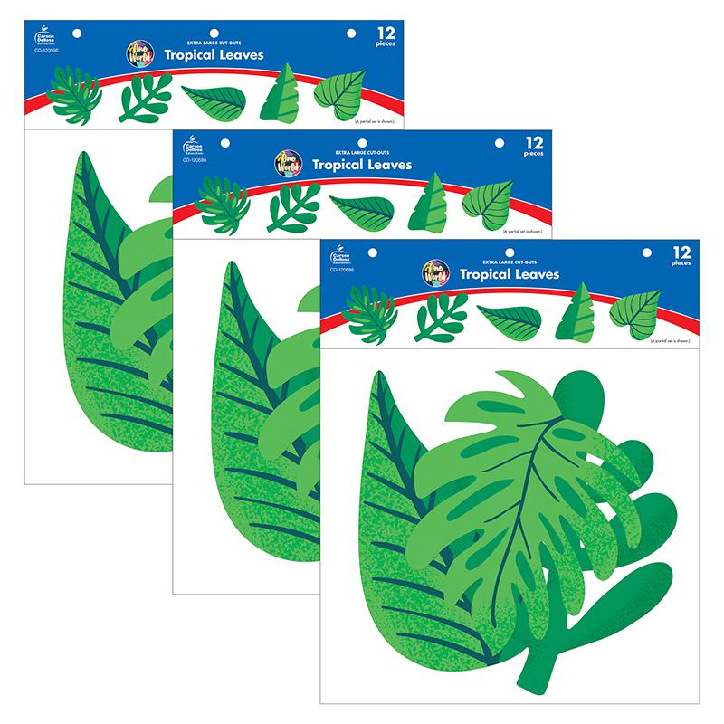 One World Tropical Leaves Extra Large Cut-Outs, 12 Per Pack, 3 Packs. Picture 2