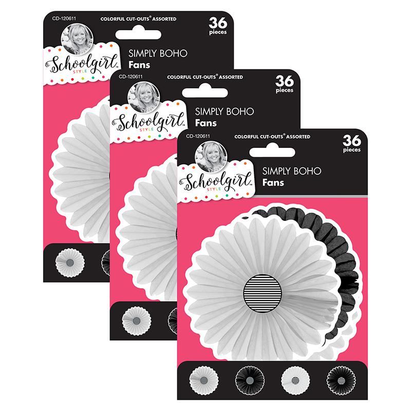Simply Boho Fans Cut-Outs, 36 Per Pack, 3 Packs. Picture 2