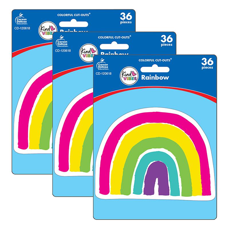 Kind Vibes Rainbow Cut-Outs, 36 Per Pack, 3 Packs. Picture 2