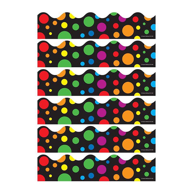 Big Rainbow Dots Scalloped Border, 39 Feet Per Pack, 6 Packs. Picture 2