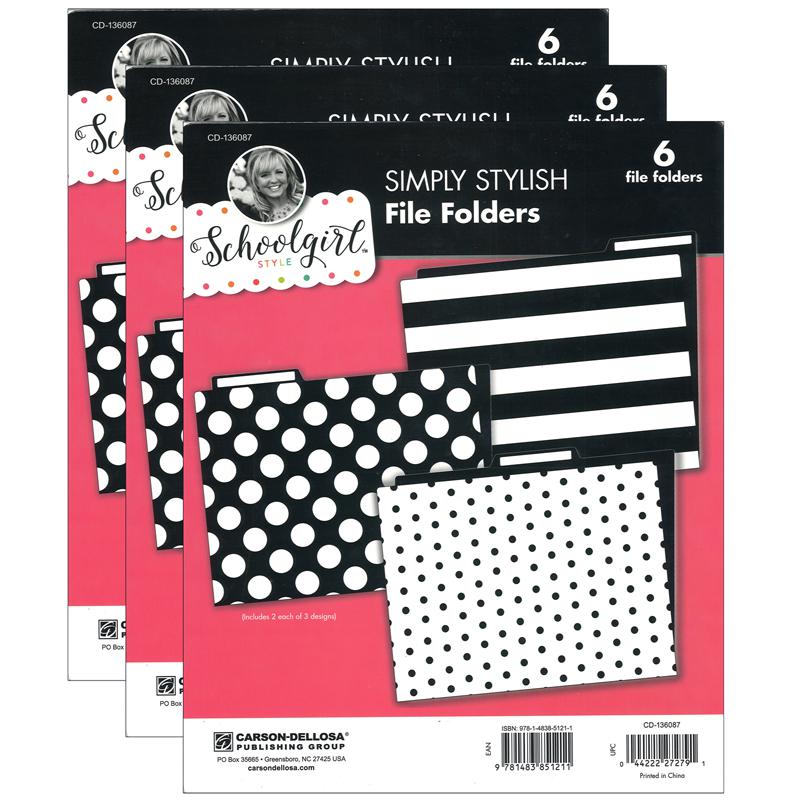 Simply Stylish Folders, 11.75" x 9.5", 6 Per Pack, 3 Packs. Picture 2
